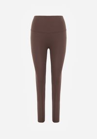 Born2be - Brązowe Legginsy z Modelującym Pasem w Talii Bescond. Okazja: na co dzień. Kolor: brązowy. Długość: długie. Wzór: gładki. Styl: casual, sportowy #7