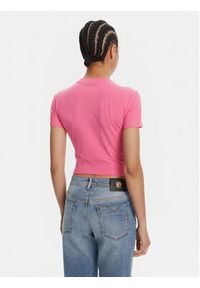 Versace Jeans Couture T-Shirt 78HAHC05 Różowy Slim Fit. Kolor: różowy. Materiał: bawełna