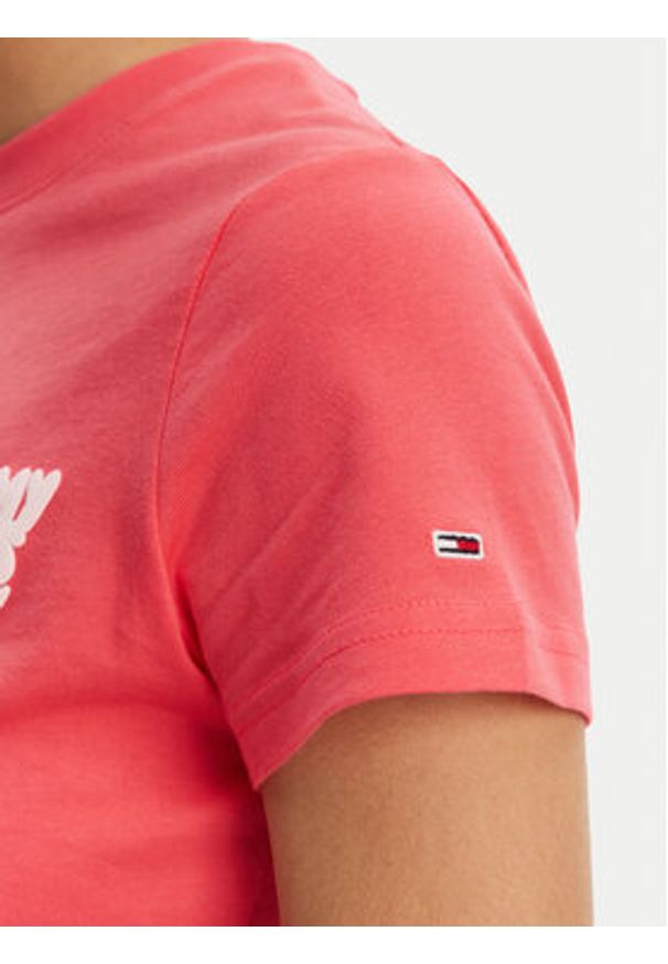 Tommy Jeans T-Shirt Bubble DW0DW21338 Różowy Regular Fit. Kolor: różowy. Materiał: bawełna