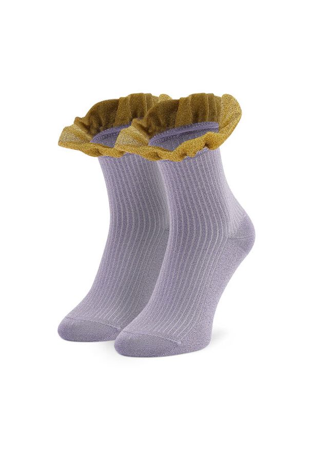 Happy-Socks - Happy Socks Skarpety wysokie damskie SISCAY12-5000 Fioletowy. Kolor: fioletowy. Materiał: materiał