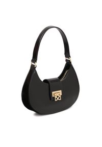 Kazar - Czarna torebka baguette z eleganckim zapięciem. Kolor: czarny. Wzór: aplikacja. Materiał: skórzane. Styl: elegancki. Rodzaj torebki: na ramię #2