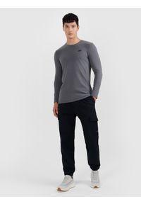 4f - 4F Longsleeve slim gładki męski - szary S. Kolor: szary. Materiał: materiał. Długość rękawa: długi rękaw. Długość: długie. Wzór: gładki #2