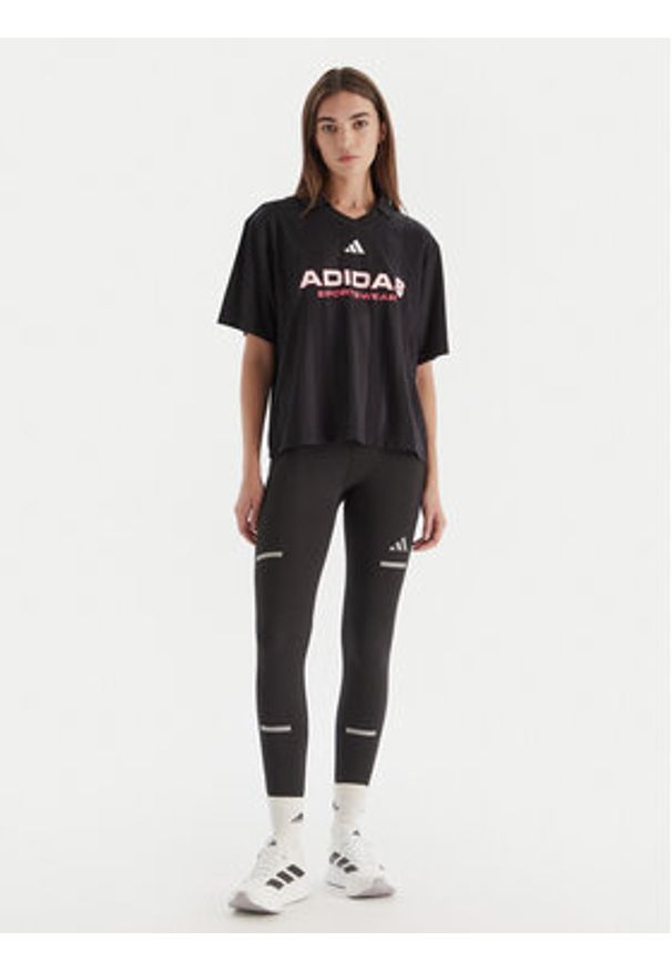 Adidas - adidas Polo Tiro JN2749 Czarny Loose Fit. Typ kołnierza: polo. Kolor: czarny. Materiał: syntetyk