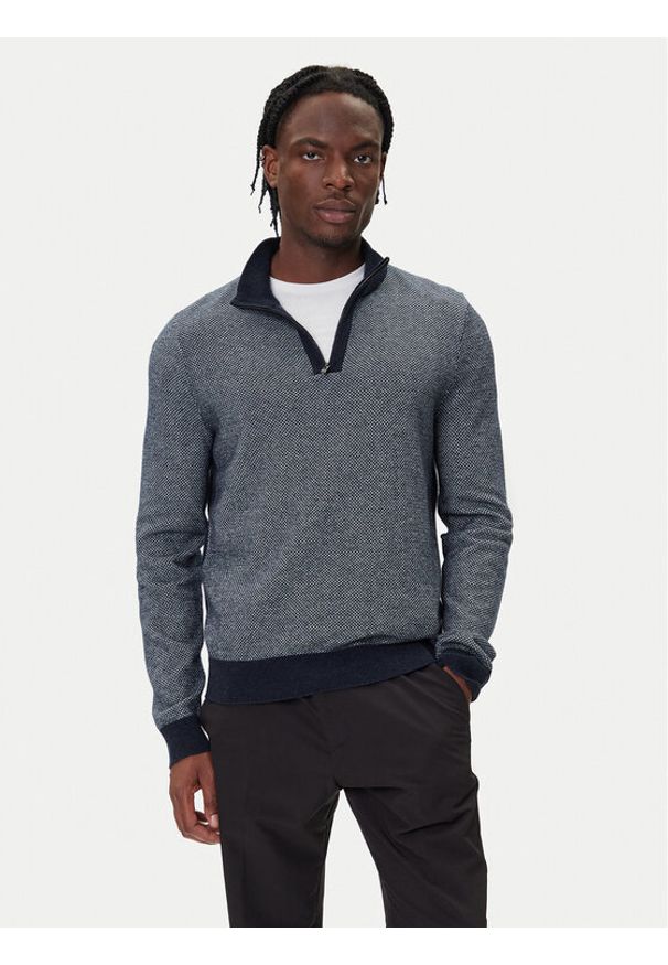BOSS Sweter H-Hettore 50549976 Granatowy Regular Fit. Kolor: niebieski. Materiał: wełna