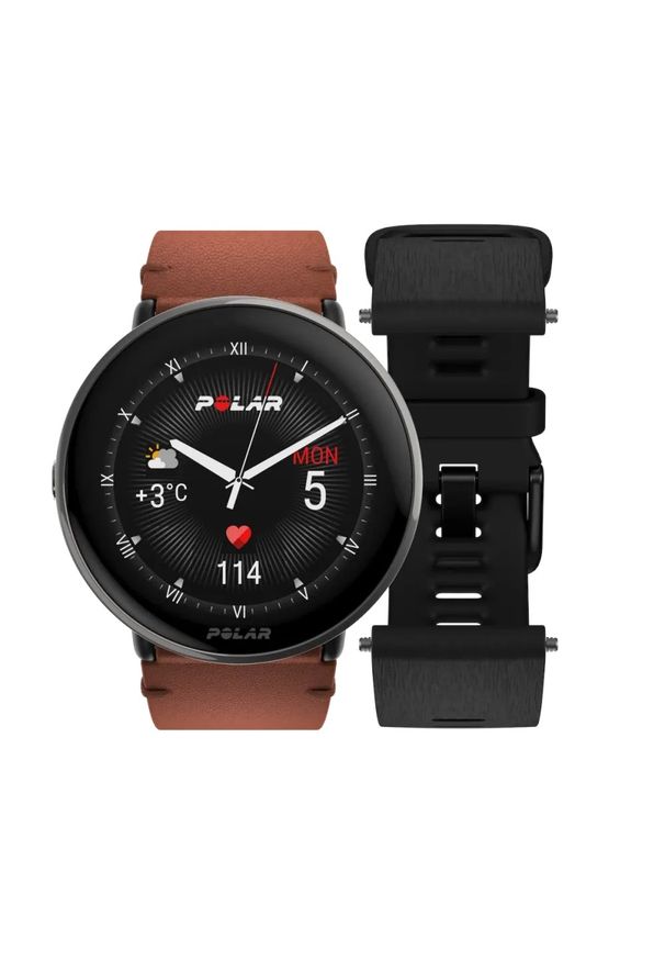 POLAR - Polar Ignite 3 Titanium brązowy skórzany M/L. Kolor: brązowy. Materiał: skóra, polar. Styl: sportowy
