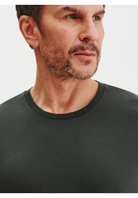 Pako Lorente - PAKO LORENTE – Bawełniany oliwkowy t-shirt. Okazja: na co dzień. Kolor: niebieski, żółty, oliwkowy. Materiał: bawełna. Styl: casual #2