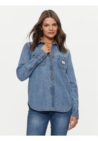 Guess Jeans Koszula jeansowa W4YH37 D5EI2 Niebieski Regular Fit. Kolor: niebieski. Materiał: bawełna