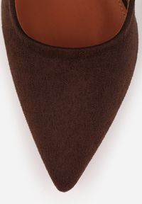 Renee - Brązowe Czółenka na Słupku Vices z Wkładką ze Skóry Naturalnej Rocce. Kolor: brązowy. Materiał: skóra. Obcas: na słupku. Styl: elegancki #7