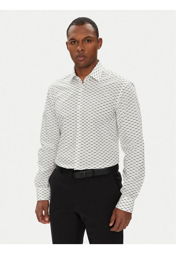Hugo - HUGO Koszula Kenno 50544929 Biały Slim Fit. Kolor: biały. Materiał: bawełna
