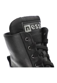 Czarne Botki Nessi Modne Obuwie Damskie. Okazja: na co dzień. Zapięcie: sznurówki. Kolor: czarny. Materiał: skóra. Styl: casual, elegancki #5