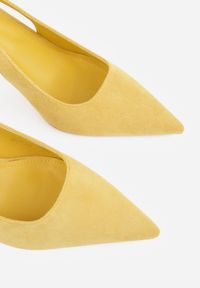 Renee - Żółte Sandały Slingback na Szpilce z Imitacji Zamszu Carilona. Zapięcie: bez zapięcia. Kolor: żółty. Materiał: zamsz. Sezon: lato. Obcas: na szpilce. Wysokość obcasa: średni #9