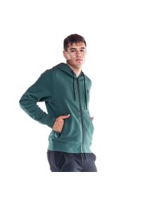 LEONE 1947 APPAREL - Męska, miękka bluza z kapturem i zamkiem błyskawicznym z ikoną lwa. Typ kołnierza: kaptur. Kolor: zielony. Materiał: tkanina. Sport: fitness