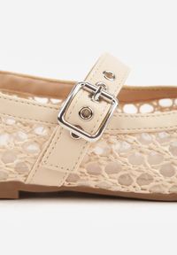 Born2be - Beżowe Balerinki z Plecionką z Rafii Tessandra. Zapięcie: sprzączka. Kolor: beżowy. Styl: elegancki #6