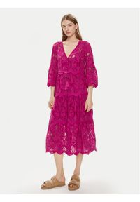 Luisa Spagnoli Sukienka letnia Pigna 540712 Różowy Regular Fit. Kolor: różowy. Materiał: bawełna. Sezon: lato #1