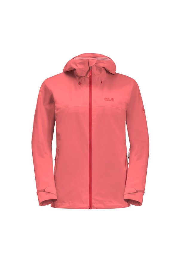 Kurtka hardshell damska Jack Wolfskin Highest Peak 2.5L. Kolor: pomarańczowy. Materiał: hardshell. Sport: turystyka piesza