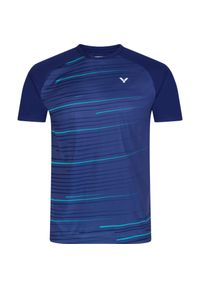 Koszulka do tenisa dla dzieci Victor T-33100 B z krótkim rękawem. Kolor: niebieski. Długość rękawa: krótki rękaw. Długość: krótkie. Sport: tenis