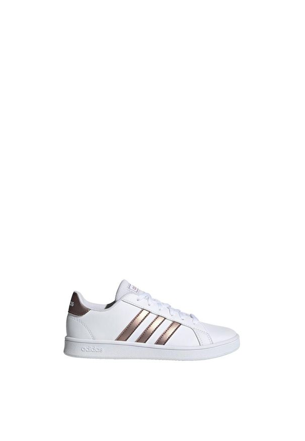 Damskie trampki na co dzień Adidas Grand Court K Biały. Okazja: na co dzień. Kolor: szary, biały, wielokolorowy, żółty. Sport: turystyka piesza