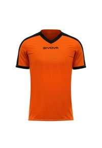 Koszulka piłkarska dla dorosłych Givova Revolution Interlock. Kolor: czarny, wielokolorowy, pomarańczowy, żółty. Sport: piłka nożna