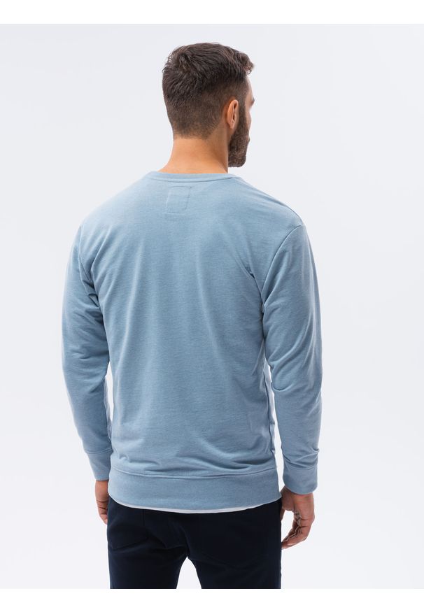 Ombre Clothing - Bluza męska bez kaptura B1149 - błękitna - XXL. Typ kołnierza: bez kaptura. Kolor: niebieski. Materiał: materiał, poliester, jeans, bawełna. Wzór: melanż