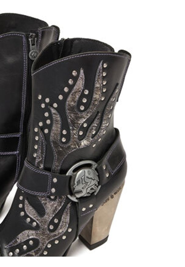 NEW ROCK Kowbojki M-7919-S1 Czarny. Kolor: czarny. Materiał: skóra. Styl: rockowy