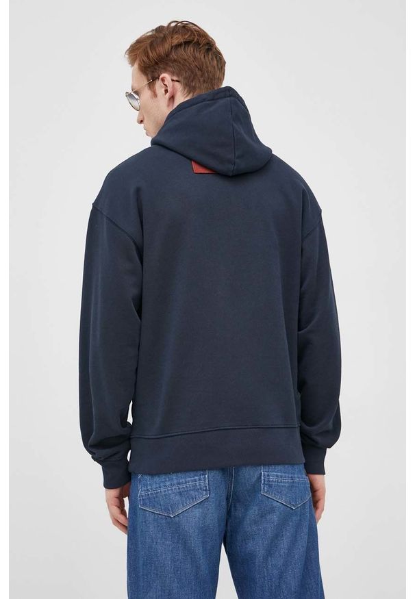 G-Star RAW - G-Star Raw bluza bawełniana męska kolor granatowy z kapturem z nadrukiem. Typ kołnierza: kaptur. Kolor: niebieski. Materiał: bawełna. Wzór: nadruk