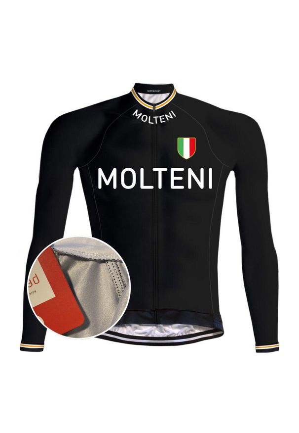 REDTED - Camisola de ciclismo retro Preto Molteni - VERMELHO. Kolor: pomarańczowy, wielokolorowy, czarny, biały. Materiał: poliester