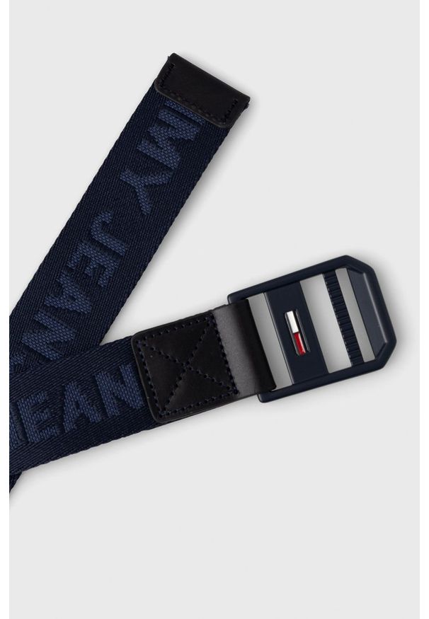 Tommy Jeans Pasek męski kolor granatowy. Kolor: niebieski. Materiał: włókno, materiał