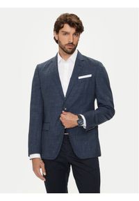 BOSS - Boss Marynarka H-Hutson-224 50521645 Granatowy Slim Fit. Kolor: niebieski. Materiał: wełna #1