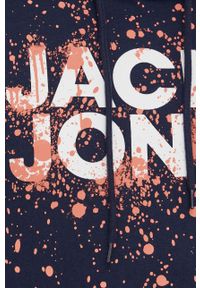 Jack & Jones bluza męska kolor granatowy z kapturem wzorzysta. Okazja: na co dzień. Typ kołnierza: kaptur. Kolor: niebieski. Materiał: dzianina. Wzór: nadruk. Styl: casual #3
