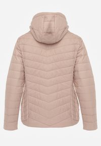 Renee - Beżowa Kurtka Przejściowa z Pikowaniem i Odpinanym Kapturem Edielitia. Okazja: na co dzień. Typ kołnierza: kaptur. Kolor: beżowy. Materiał: jeans, nylon. Styl: casual #4