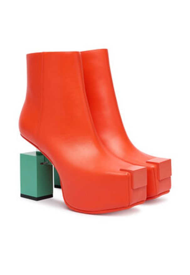 United Nude Botki Cubist Bootie 1094383616 Pomarańczowy. Kolor: pomarańczowy. Materiał: skóra