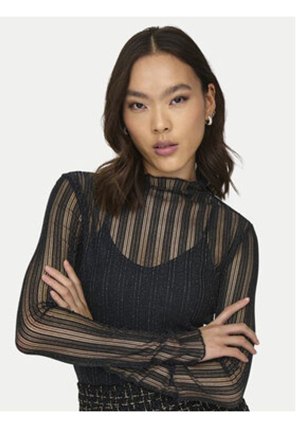 JDY Bluzka Vivy 15301743 Czarny Slim Fit. Kolor: czarny. Materiał: syntetyk