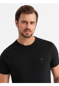 Ombre Clothing - Zestaw męskich t-shirtów z okrągłym dekoltem - czarna V5 Z101 - XXL. Okazja: na co dzień. Kolor: czarny. Materiał: dzianina, bawełna, elastan, jersey. Wzór: nadruk. Styl: casual #3