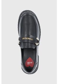 Love Moschino - Mokasyny skórzane. Nosek buta: okrągły. Kolor: czarny. Materiał: skóra. Obcas: na obcasie. Wysokość obcasa: niski #3