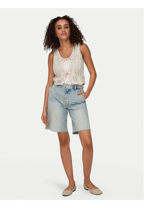 only - ONLY Top Lizzy 15343882 Beżowy Regular Fit. Kolor: beżowy. Materiał: syntetyk
