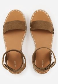 Born2be - Ciemnozielone Sandały z Ozdobą Klamrą i Jutową Platformą Riseth. Okazja: na co dzień. Zapięcie: klamry. Kolor: zielony. Wzór: aplikacja. Obcas: na platformie. Styl: casual, elegancki #7