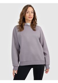 4f - 4F Bluza dresowa nierozpinana z kapturem damska - szara XL. Okazja: na co dzień. Typ kołnierza: kaptur. Kolor: szary. Materiał: dresówka. Styl: klasyczny, casual, sportowy #1