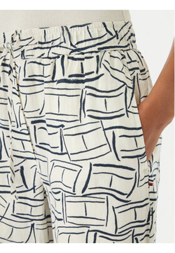 TOMMY HILFIGER - Tommy Hilfiger Spodnie materiałowe WW0WW48970 Beżowy jasny Wide Leg. Kolor: beżowy. Materiał: len