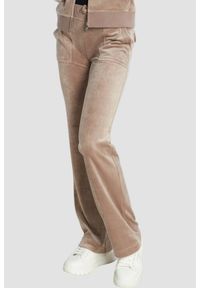 Juicy Couture - JUICY COUTURE Ciemno-beżowe damskie spodnie welurowe Del Ray Pocket Pant, Rozmiar M. Kolor: beżowy. Materiał: welur #3