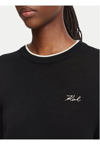 Karl Lagerfeld - KARL LAGERFELD Sweter B3W18037 Czarny Regular Fit. Typ kołnierza: dekolt w karo. Kolor: czarny. Materiał: wełna #2