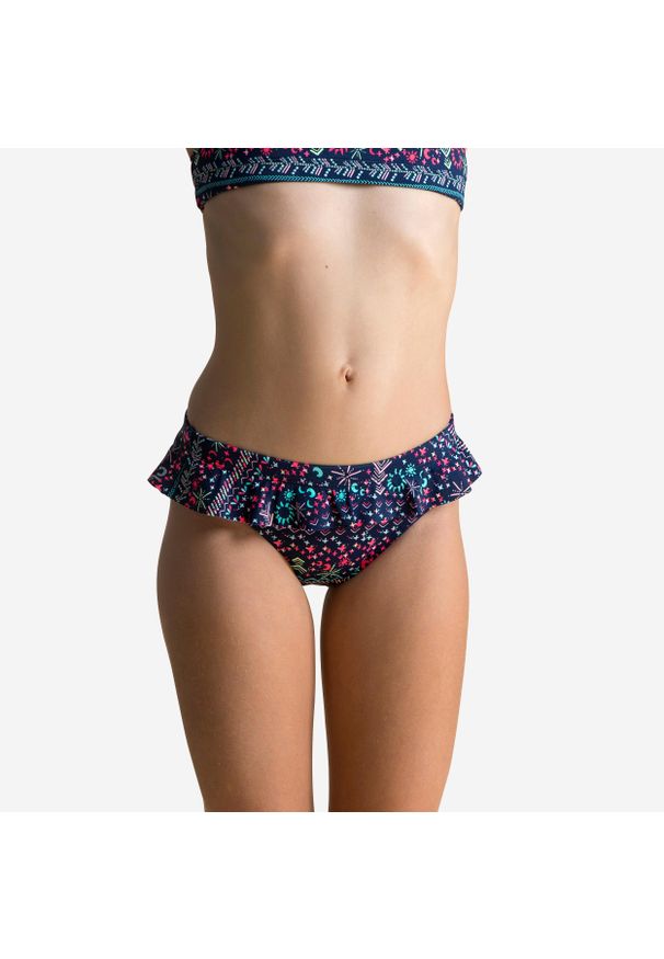 Dół stroju pływackiego dla dzieci Decathlon 100 Lila Luna ze spódniczką. Kolor: niebieski. Materiał: poliester, materiał, elastan