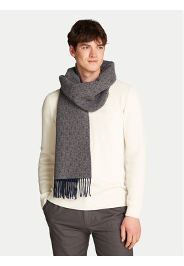 Calvin Klein Szalik Classic K50K512377 Beżowy. Kolor: beżowy. Materiał: wełna, materiał