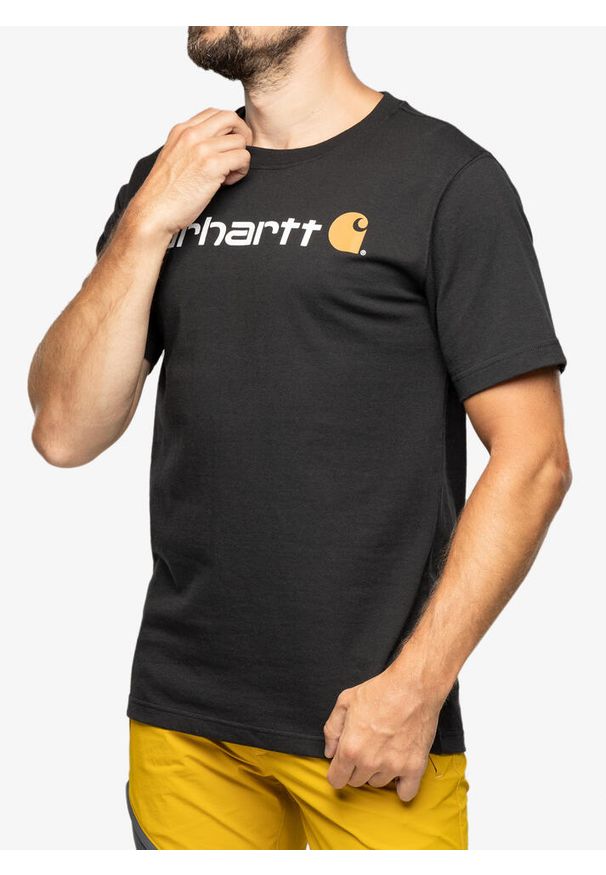 Koszulka bawełniana męska Carhartt Core Logo T-Shirt S/S. Kolor: czarny. Materiał: bawełna