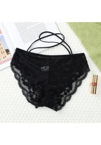 Intica - Figi koronkowe z paskami na co dzień i na specjalne okazje Milou. Kolor: czarny. Materiał: koronka. Wzór: paski, koronka