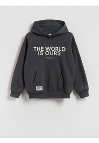 Reserved - Bluza z kapturem - ciemnoszary. Typ kołnierza: kaptur. Kolor: szary. Materiał: bawełna, dzianina