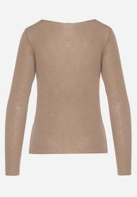 Born2be - Beżowa Wiskozowa Bluzka z Długim Rękawem z Dodatkiem Kaszmiru Uninda. Okazja: na co dzień. Kolor: beżowy. Materiał: wiskoza, kaszmir. Długość rękawa: długi rękaw. Długość: długie. Styl: casual, elegancki #6