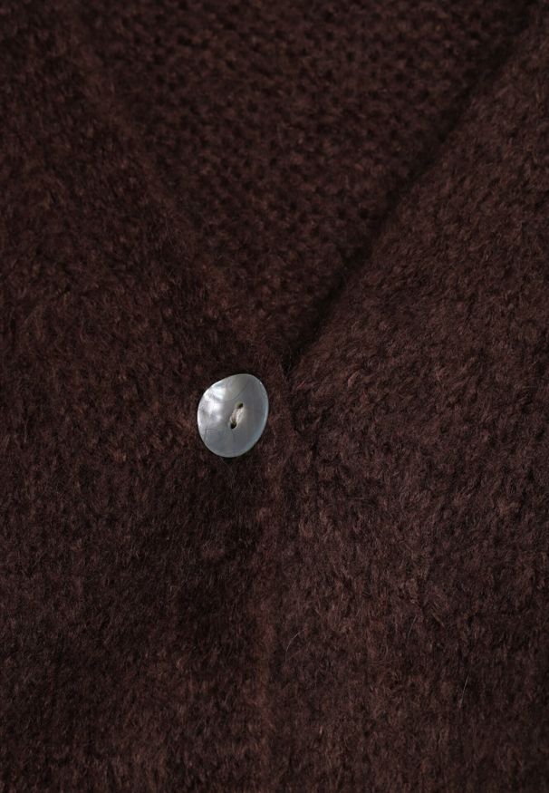 Born2be - Brązowy Kardigan z Dekoltem w Serek z Dzianiny z Wełną i Moherem Lismio. Okazja: na co dzień. Typ kołnierza: dekolt w serek. Kolor: brązowy. Materiał: dzianina, wełna, moher. Styl: casual, elegancki