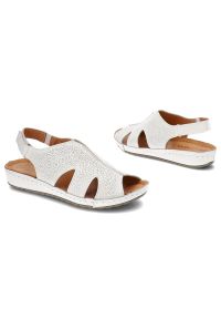 Białe Sandały Kampa Wygodne Skórzane Buty Damskie. Kolor: biały. Materiał: skóra. Sezon: lato #4