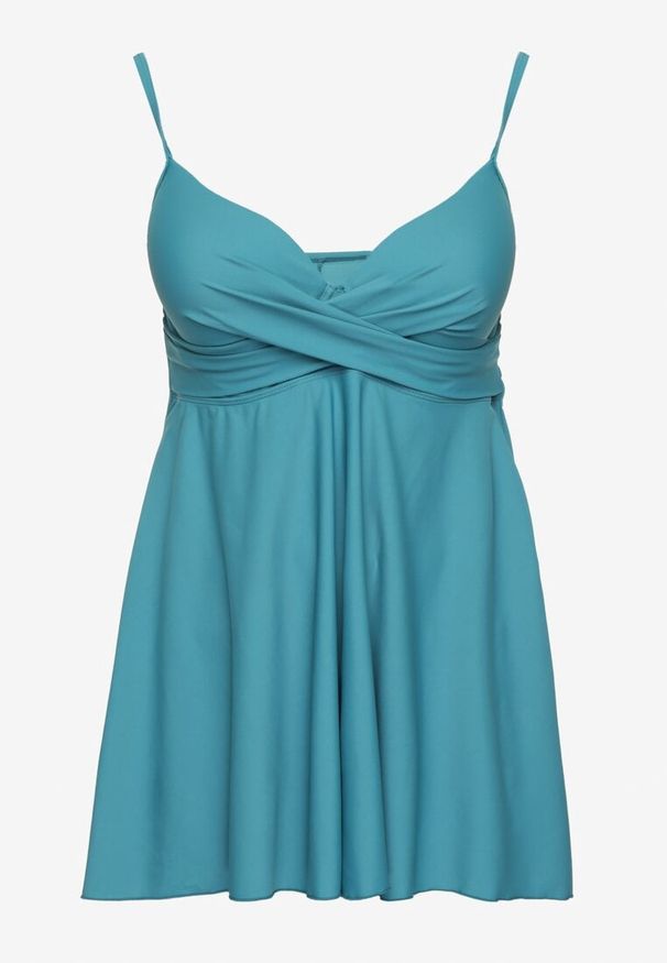 Born2be - Zielone Bikini Top o Rozkloszowanym Kroju i Majtki Figi ze Ściągaczem Folarune. Kolekcja: plus size. Kolor: zielony