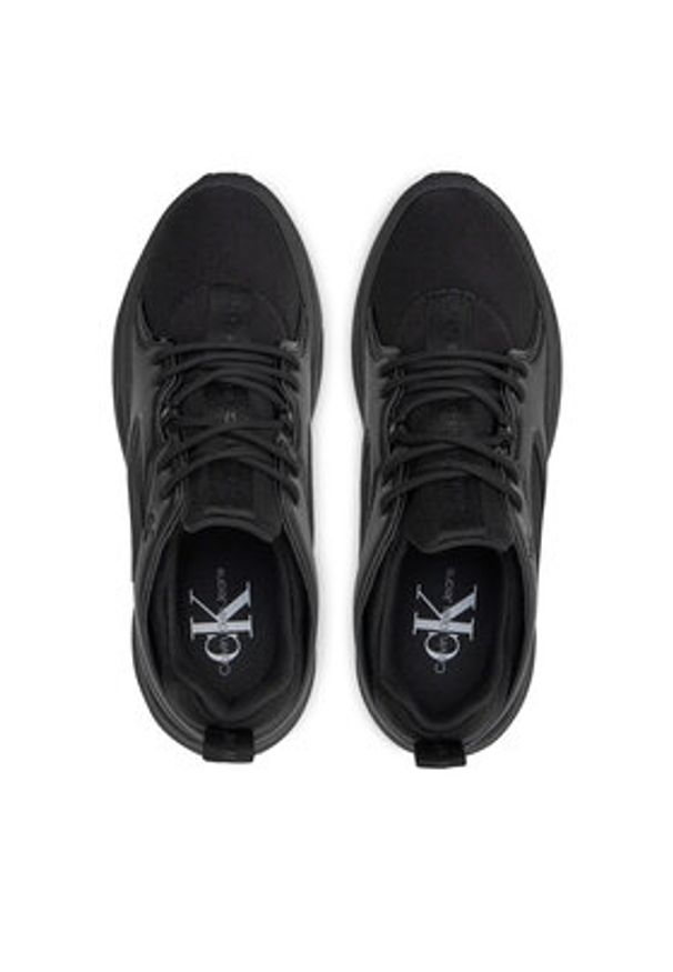 Calvin Klein Jeans Sneakersy Retro Tennis Low Lace Mix Mg Mtr YW0YW01497 Czarny. Kolor: czarny. Materiał: skóra